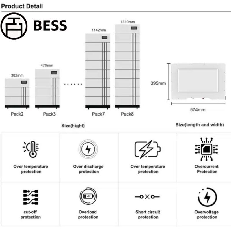 BESS-KT 10千瓦⋅時高压可堆叠太阳能家用储能电池